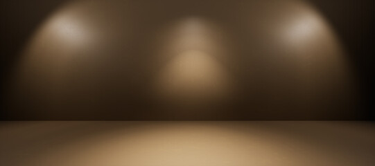 spotlight on stage, spotlight on the wall, product promotion, studio with brown background