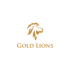 Gold Lion Head Vector Logo Template
