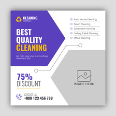 Cleaning service square flyer social media post or web banner template