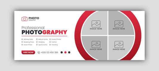 Digital photography services facebook cover or web banner template