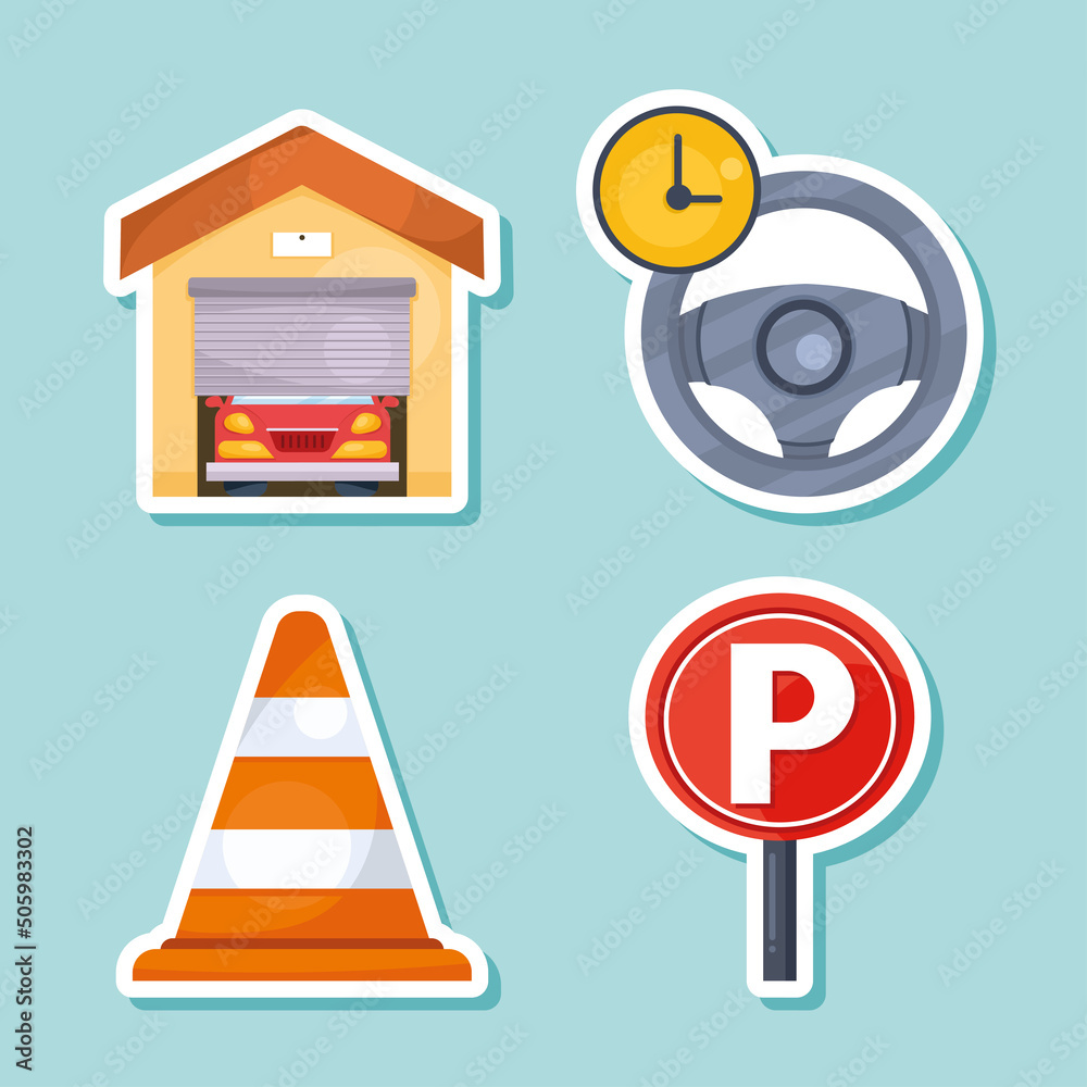 Canvas Prints four parking service icons