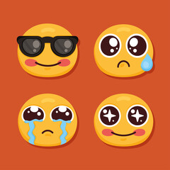 four emoticons characters icons