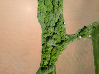 Spring Aerial view of rural land near town of Godech, Bulgaria