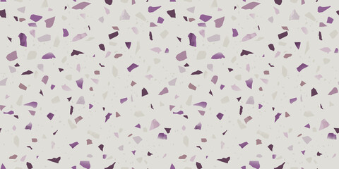 Terrazzo flooring seamless pattern with colorful marble rocks. Realistic interior material background of mosaic stone. Trendy fashion print wallpaper for textile project or web backdrop.