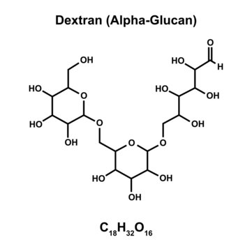 Dextran (Alpha-Glucan) Molecule. Chemical Structure. Skeletal Formula. Vector Illustration