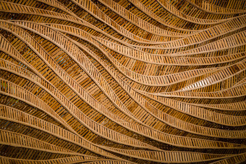 nature background of brown handicraft weave texture bamboo surface - 505989923