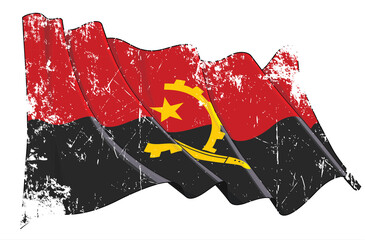 Textured Grunge Waving Flag of Angola
