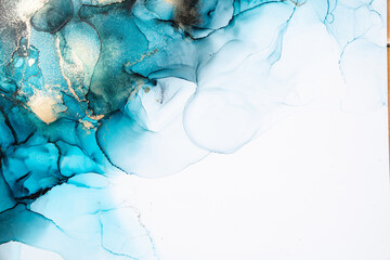 Marble ink abstract art from exquisite original painting for abstract background . Painting was painted on high quality paper texture to create smooth marble background pattern of ombre alcohol ink . © InfiniteFlow