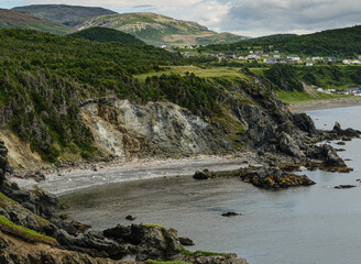 Fototapeta na wymiar Newfoundland coastal fishing village on the sea