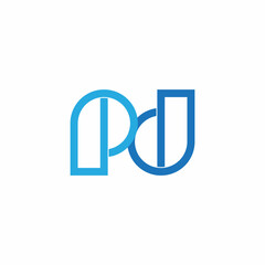 letter pd simple linked gradient geometric logo vector
