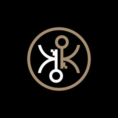 business key illustration logo with letter K