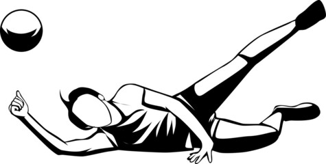 a silhouette vector illustration of a volleyball athlete receiving the ball