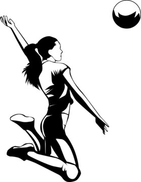 a silhouette vector illustration of a volleyball athlete hitting the ball