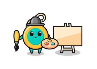 Illustration of yoyo mascot as a painter