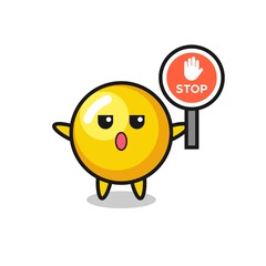 egg yolk character illustration holding a stop sign