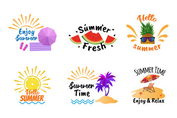 Set of summer labels. elements of summer holiday