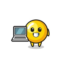 Mascot Illustration of egg yolk with a laptop