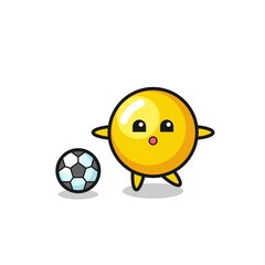 Obraz premium Illustration of egg yolk cartoon is playing soccer