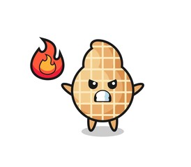 peanut character cartoon with angry gesture