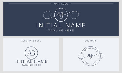 A G AG Initial handwriting signature logo template vector. Hand lettering for designs