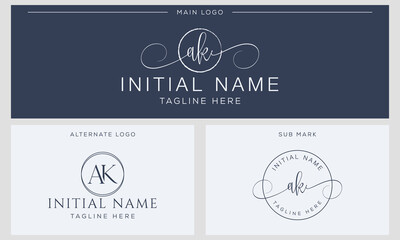A K AK Initial handwriting signature logo template vector. Hand lettering for designs