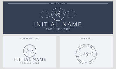 A Z AZ Initial handwriting signature logo template vector. Hand lettering for designs