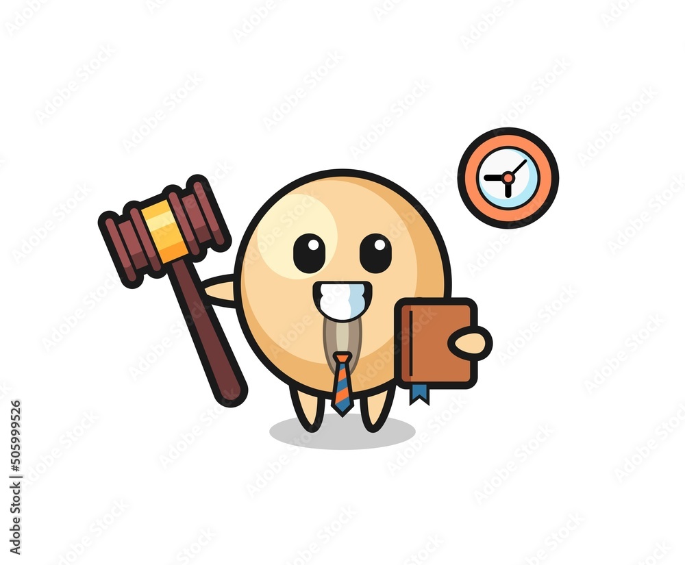 Poster mascot cartoon of soy bean as a judge