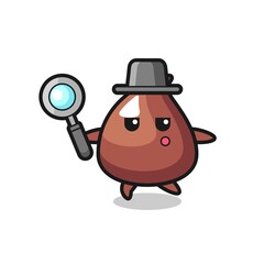 choco chip cartoon character searching with a magnifying glass