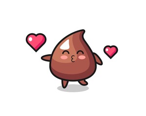 choco chip character cartoon with kissing gesture