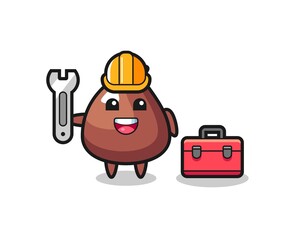 Mascot cartoon of choco chip as a mechanic