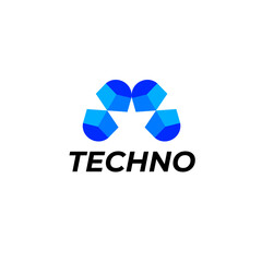 letter a corporate modern tech logo identity