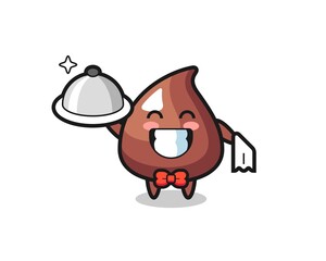 Character mascot of choco chip as a waiters