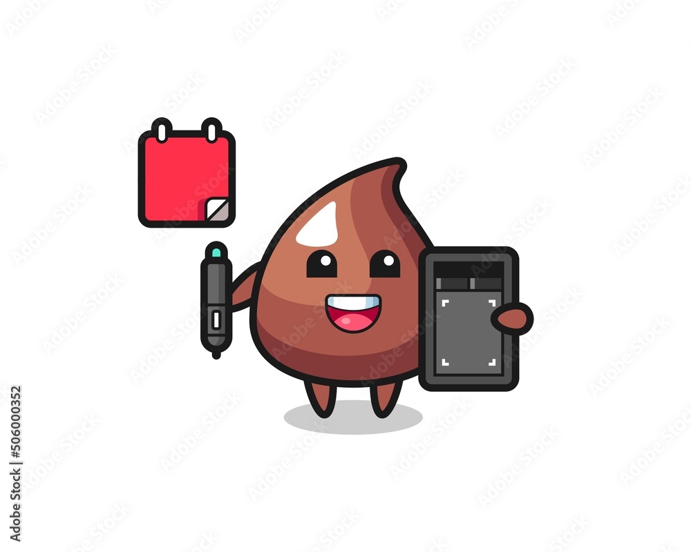 Poster Illustration of choco chip mascot as a graphic designer