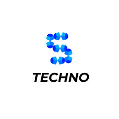 letter s corporate modern tech logo identity
