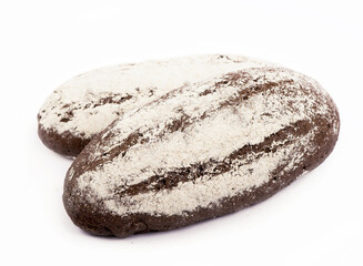 Traditional homemade round bread isolated on a white background