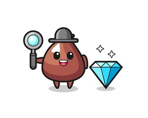 Illustration of choco chip character with a diamond