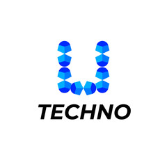 letter u corporate modern tech logo identity