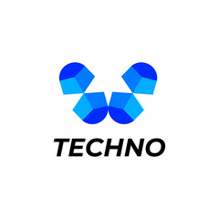 letter v corporate modern tech logo identity