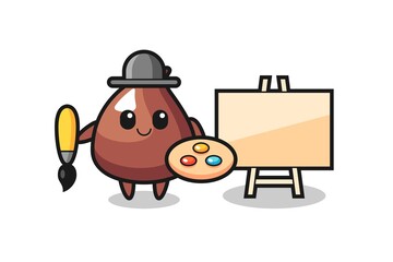 Illustration of choco chip mascot as a painter
