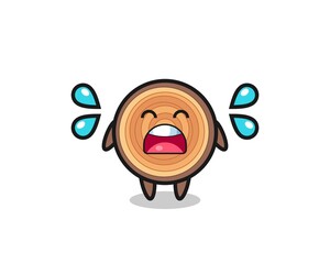 wood grain cartoon illustration with crying gesture