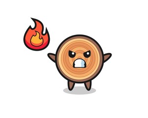 wood grain character cartoon with angry gesture