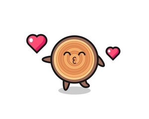 wood grain character cartoon with kissing gesture