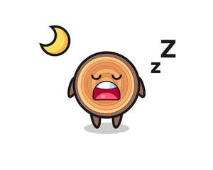 wood grain character illustration sleeping at night