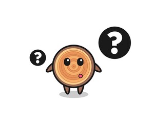 Cartoon Illustration of wood grain with the question mark