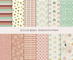 Set boho seamless pattern background.
pattern swatches included for illustrator user, 
pattern swatches included in file, for your convenient use.