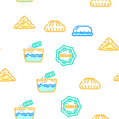 Dumpling Delicious Meal Recipe Vector Seamless Pattern Color Line Illustration