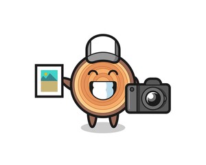 Character Illustration of wood grain as a photographer