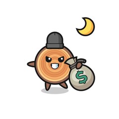 Illustration of wood grain cartoon is stolen the money
