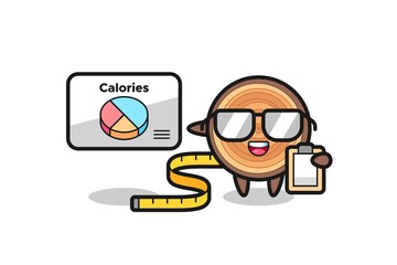 Illustration of wood grain mascot as a dietitian