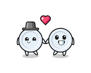 plate cartoon character couple with fall in love gesture